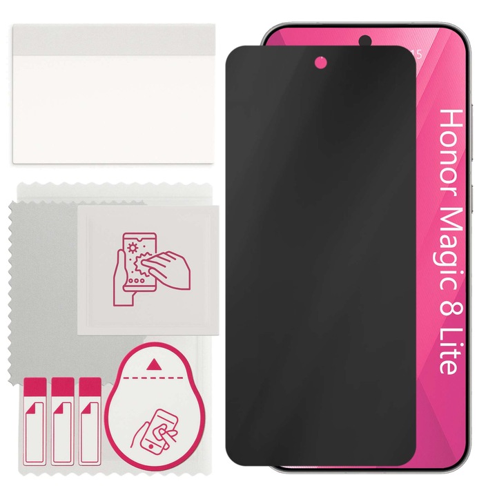 Sticla de protectie PRIVACY apgo pentru Honor Magic 8 Lite – sticla hibrid, full glue, flexible glass
