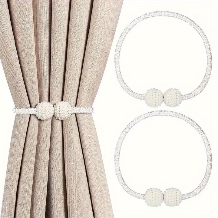 Set 2x Prinzatoare Perdea, 39.5+3 cm, Design Sofisticat, Prindere cu Magneti, Alb