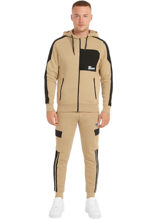 Trening barbati Just Emporio cu gluga si fermoar, Bej