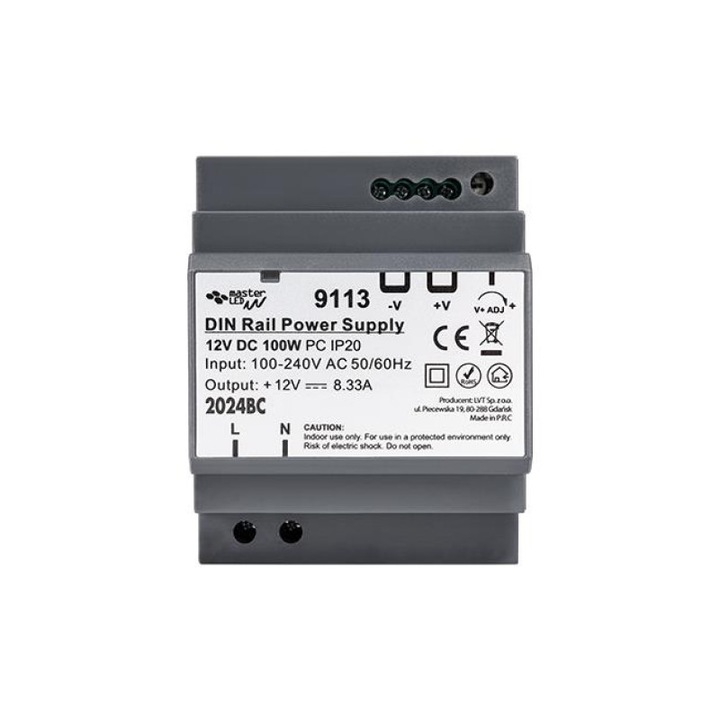 Sursa 12V sina DIN 100W 8.33A pentru automatizari si LED