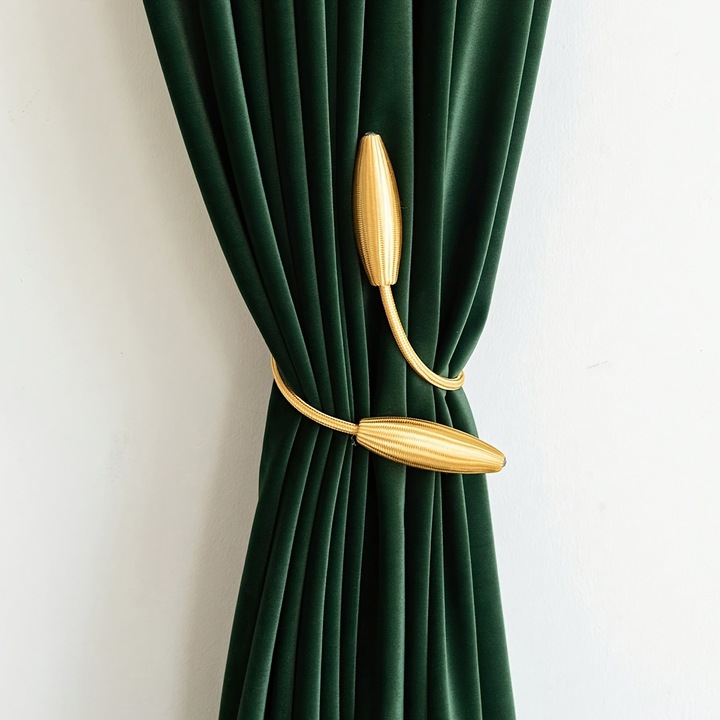 Prinzatoare Perdea, 39+8 cm, Design Extravagant, cu Metal si Plastic, Auriu