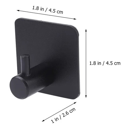 Set 4 cuiere de perete Macvi® din otel inoxidabil, montaj fara gaurire, 2 negre + 2 argintii, rezistente la umiditate, pentru baie si hol