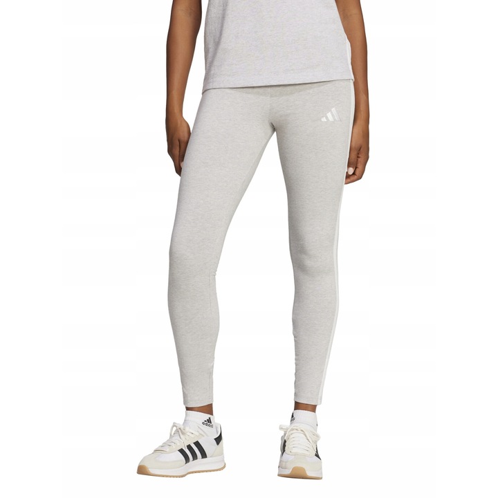 Adidas Essentials 3-Stripes leggings, szürke, pamut, fizikai tevékenységekhez és mindennapi viseletre, L INTL