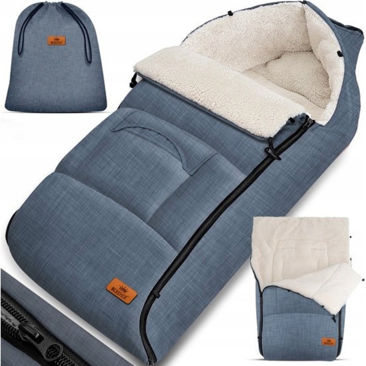 Sac de dormit pentru copii, KIDIZ, universal, impermeabil, gri, 95x50cm
