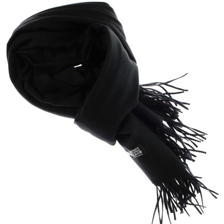 Esarfa dama Buticcochet, lana, negru, 74x190cm