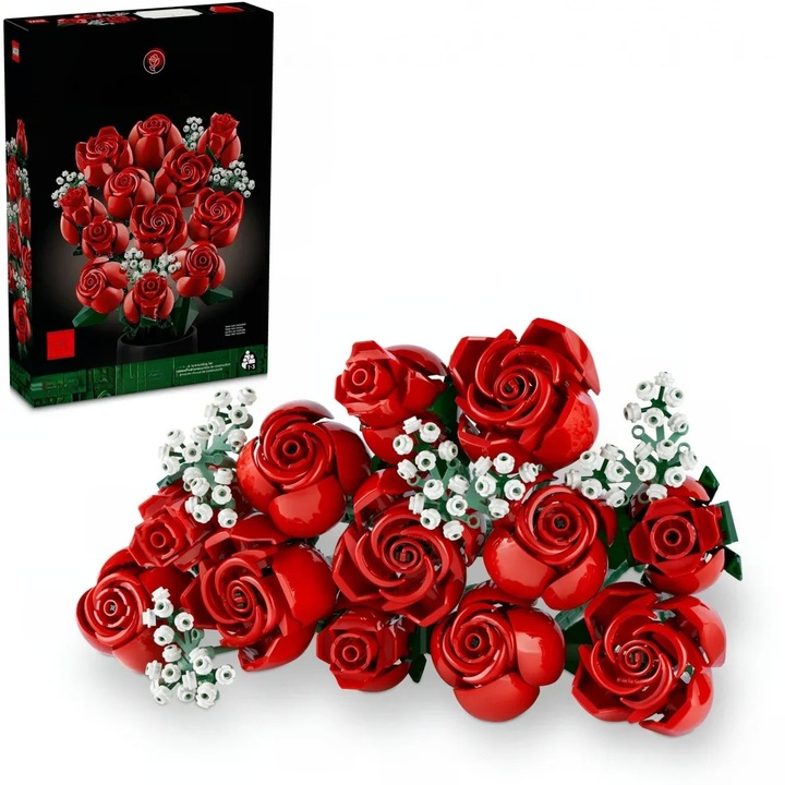 Set de constructie, buchet de flori rosii, plastic, 6 ani +