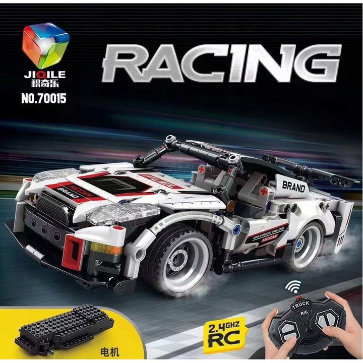 Set de constructie, JIQILE, 330 piese, masina cu telecomanda, 6 ani+