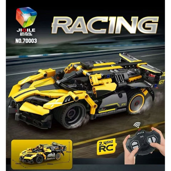 Set de constructie, JIQILE, 354 piese, masina de curse cu telecomanda, plastic, 6 ani+