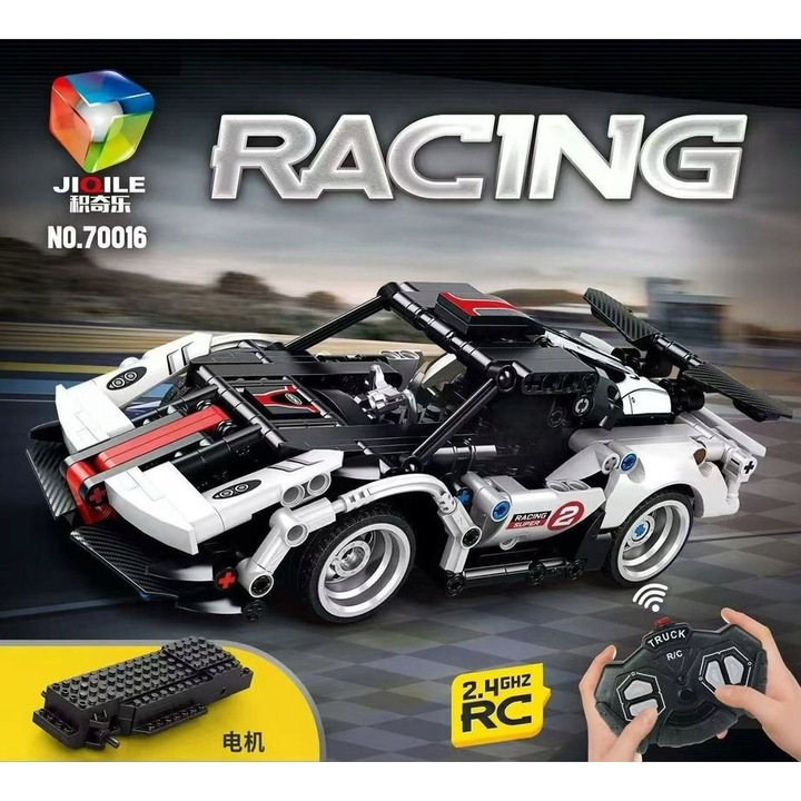 Set de constructie, JIQILE, 357 piese, masina cu telecomanda, plastic, 6 ani+