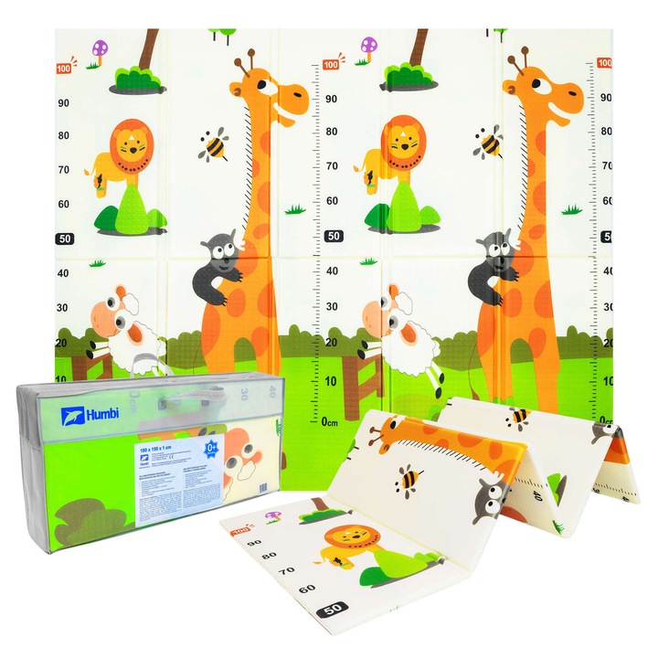 Humbi Covor de spuma XPE educational pliabil cu doua fete 180x150x1cm Girafe, rujeola, ursuleti de plus, vulpi, caprioare