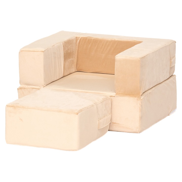 Set fotoliu extensibil pentru copii, Bej 58x52x34cm