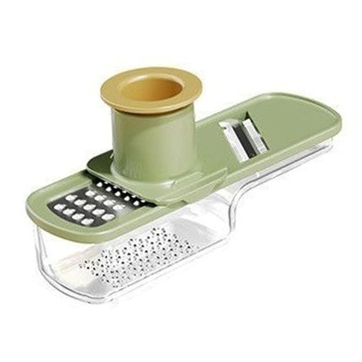 Razatoare Manuala, Flippy, cu Recipient de Stocare, pentru Legume, din Plastic si Otel Inoxidabil, Multifunctionala, Verde