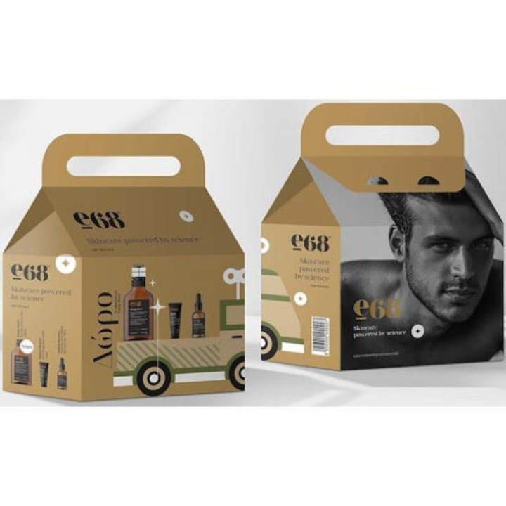 Set ingrijire pentru barbati E68, crema de fata 50ml, ulei de par regenerant 30ml, tonic energizant 300ml
