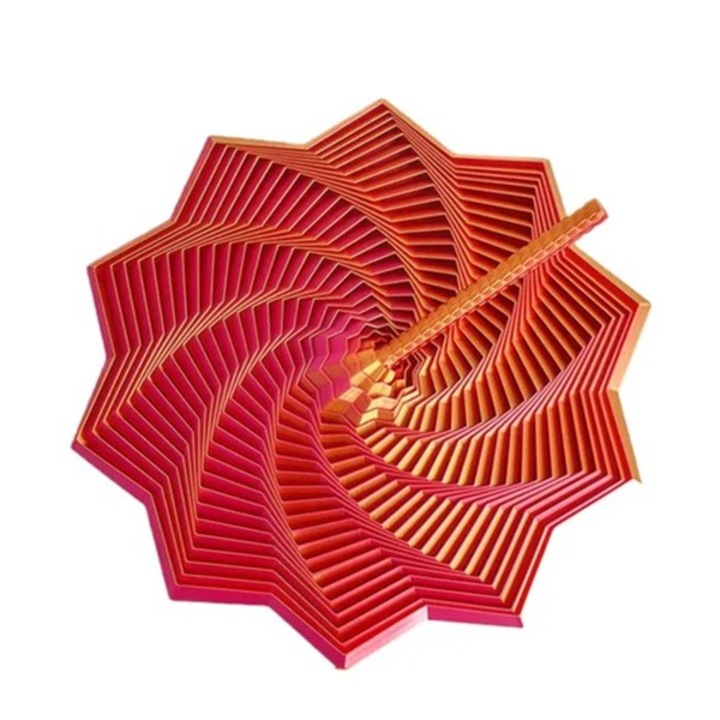 Set 2 Buc, Jucarie Decompresie, Model Stea 3D, DuoChrome, Maner Spirala, Turn Magic Geometric, Multiple Forme, Anti-stress, 8.6 cm, Rosu/Auriu, Stef's Cat