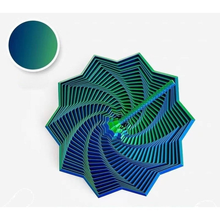 Jucarie interactiva Stea 3D, multiple forme, verde/albastru, 8.6 cm