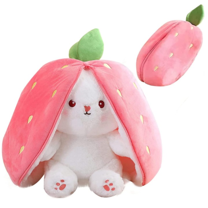 Jucarie de plus Iepurasul Capsunica, Moale si Catifelat Aymax®, dimensiune 45 cm, roz
