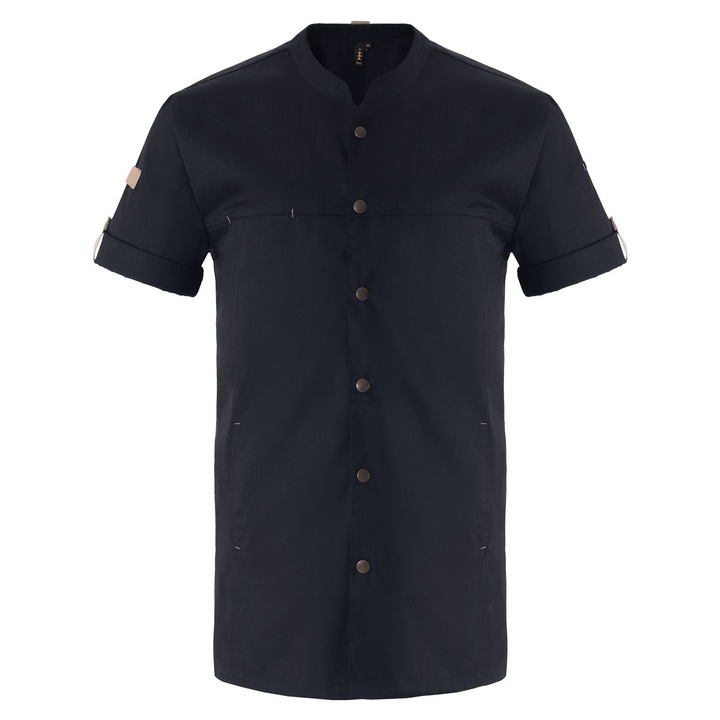 Jacheta de bucatar Axon, model MONZA, maneci scurte, respirabila, neagra, 65% poliester, 35% bumbac, XL