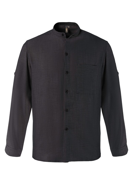 Camasa UNISEX Axon, guler tip MAO, maneci poliester, Negru