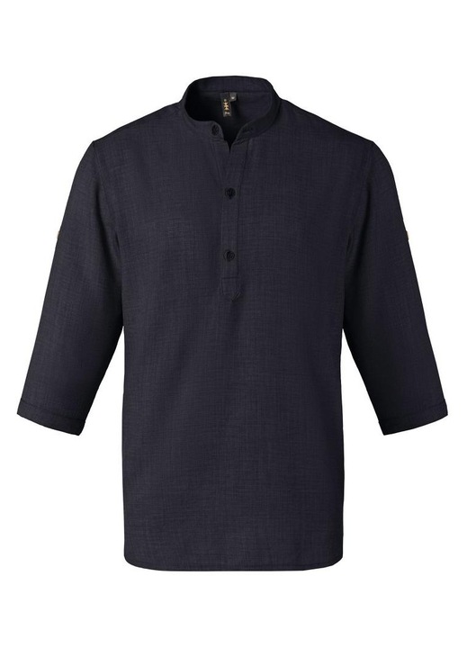 Camasa barbati, Axon, MAUI, maneca 3/4, guler tip MAO, negru, poliester