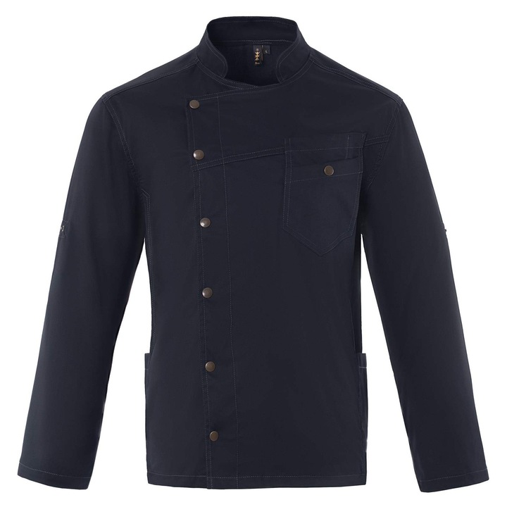 Jacheta Axon, bucatar, maneci pliabile, guler tip MAO, neagra, bumbac-poliester-elastan, XL