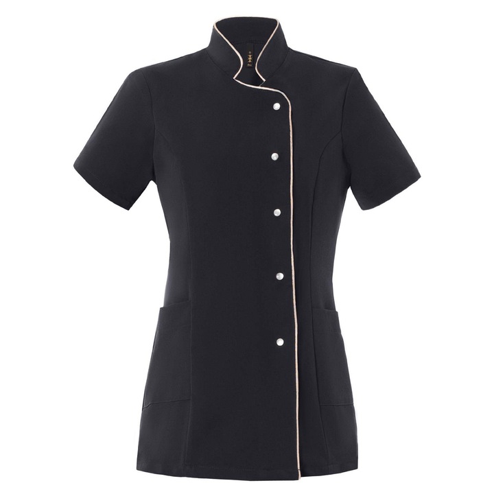 Jacheta de protectie Axon, elastica, neagra, cu buzunare laterale, banda decorativa, fabricata din poliester, raion si elastan, 2XL