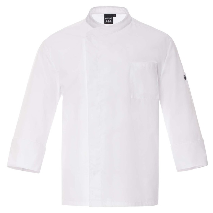 Jacheta de bucatar Axon, maneci 3/4, guler MAO, alb, 65% poliester, 35% bumbac, 3XL