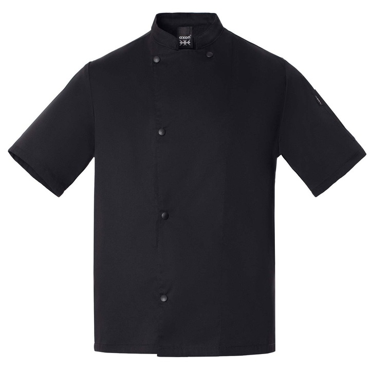 Jacheta de bucatar Axon, scurta, guler tip MAO, buzunar pe maneca, neagra, poliester/bumbac, 3XL