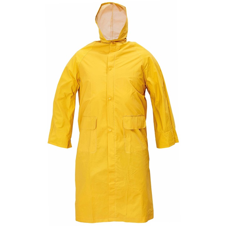 Trench impermeabil galben, cu gluga integrata si orificii de ventilatie, 3XL
