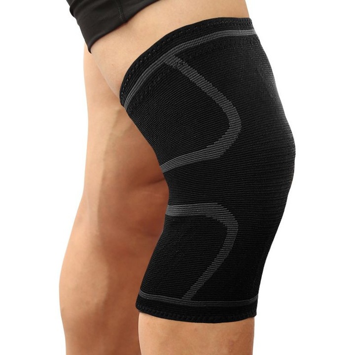 Suport genunchi sport, Orteza genunchi, Nylon, Negru, M