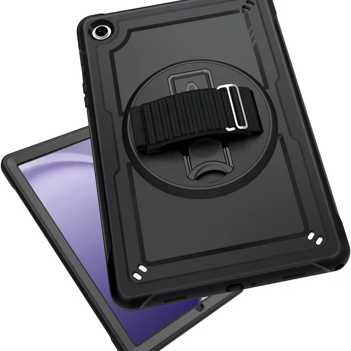 Husa tableta, 360° suport rotativ cu curea de mana si curea de umar pentru Samsung Galaxy Tab A9 Plus 2023, negru