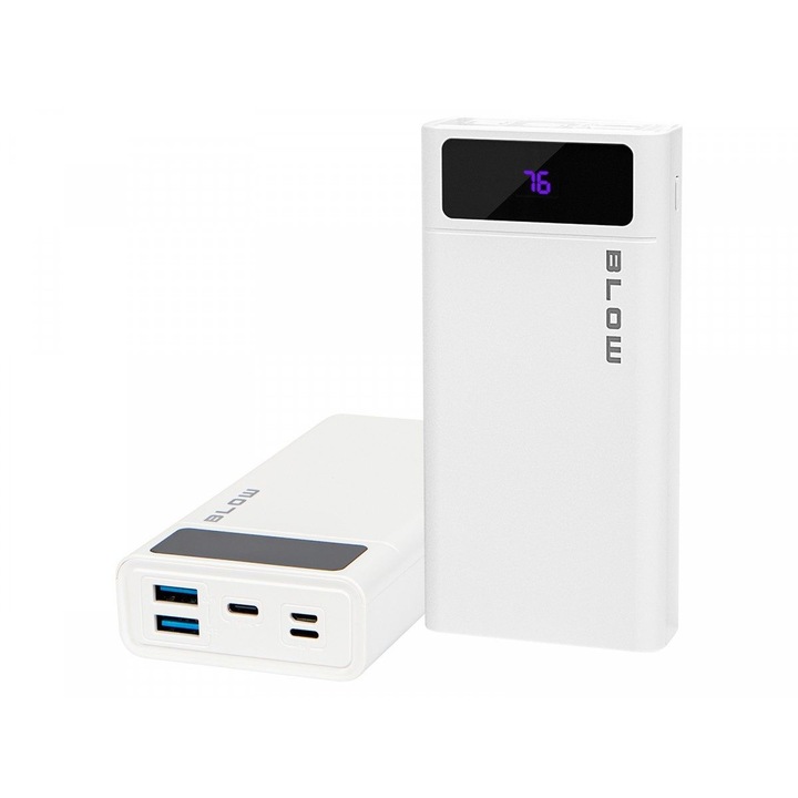 Power Bank 20000mAh, 22,5W, 3 USB port, fehér