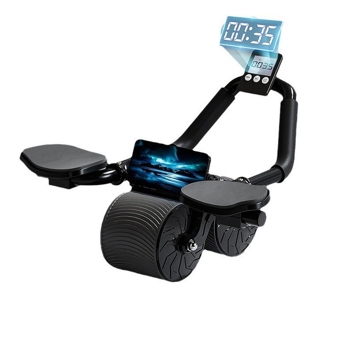 Roata abdomene TodyJeyHo, neagra, 34x20x15cm, pentru exercitii abdominale, set mobil pentru incepatori si avansati