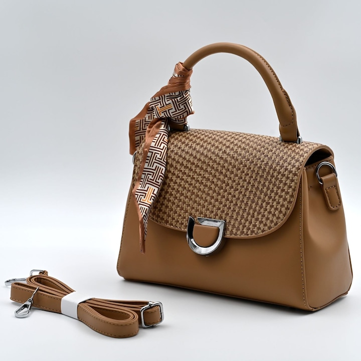 Дамска чанта, Lysithéra, мултифункционална, кафява, 24x9x18см