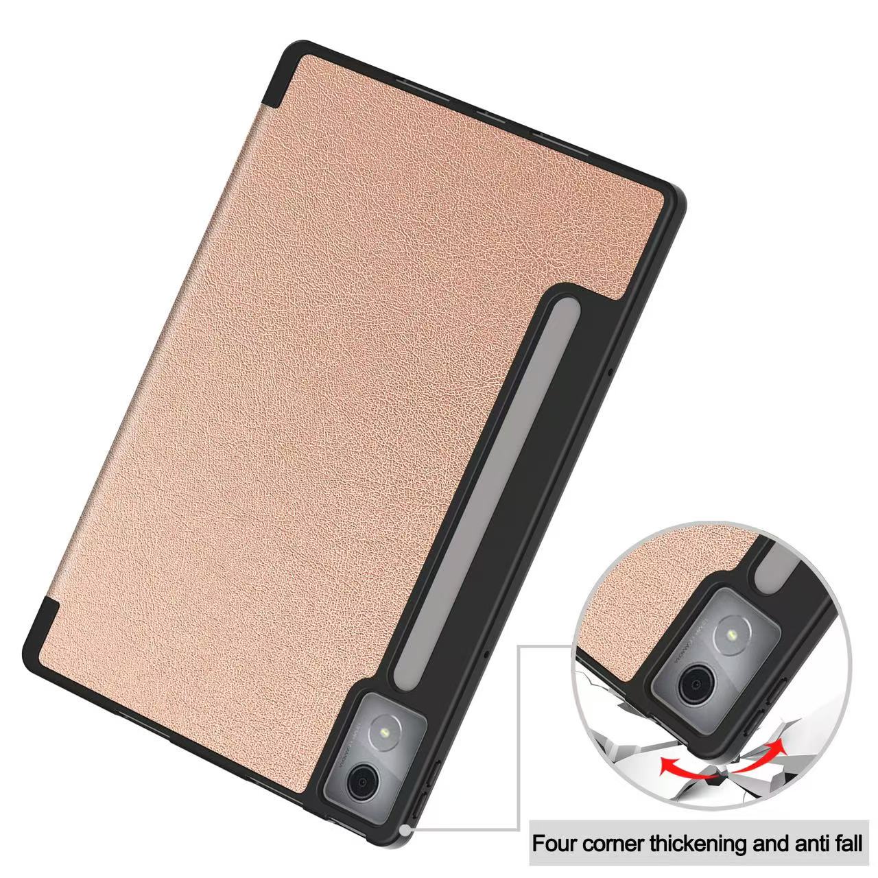 Husa Smart Cover Omelivon, Tri-fold, TPU Flexibil, Roz Auriu, 12.7 inch