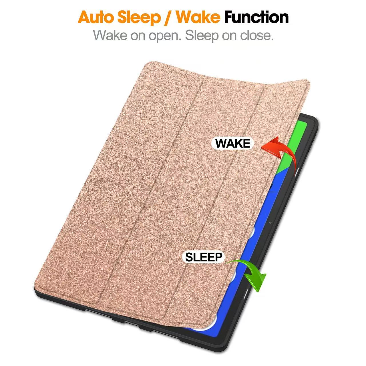 Husa Smart Cover Omelivon, Tri-fold, TPU Flexibil, Roz Auriu, 12.7 inch