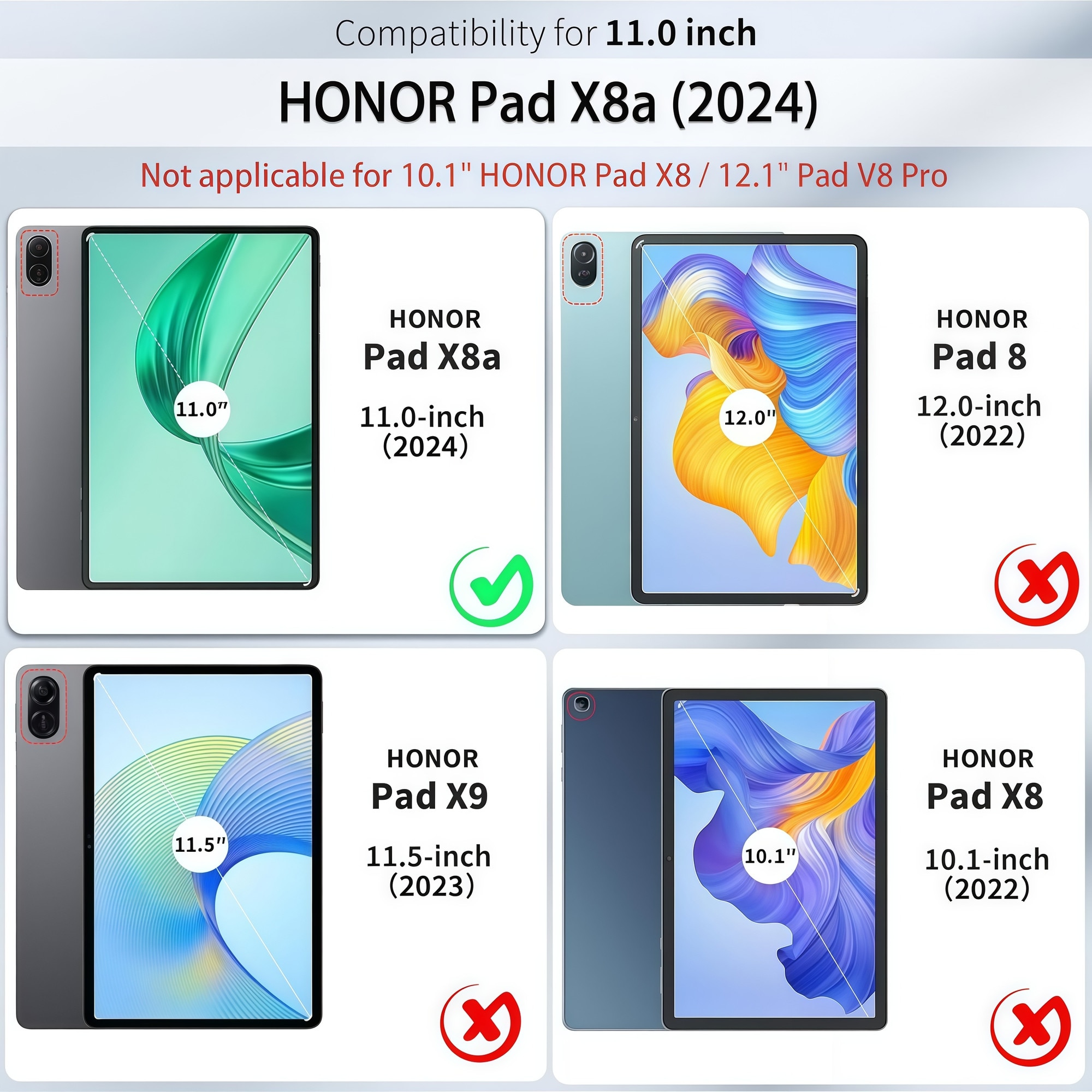 Husa Smart Cover Omelivon pentru Honor Pad X8a, Pliabilă, Spate Transparent, Negru, 11 inch