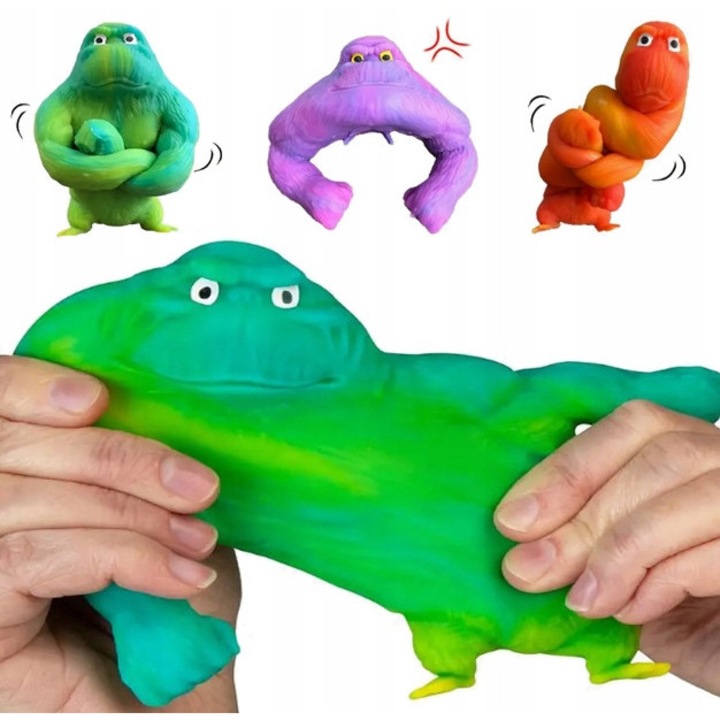 Gniotki antistres, SinPi, goryl verde, 12x12x4,5cm, set pentru copii si adulti