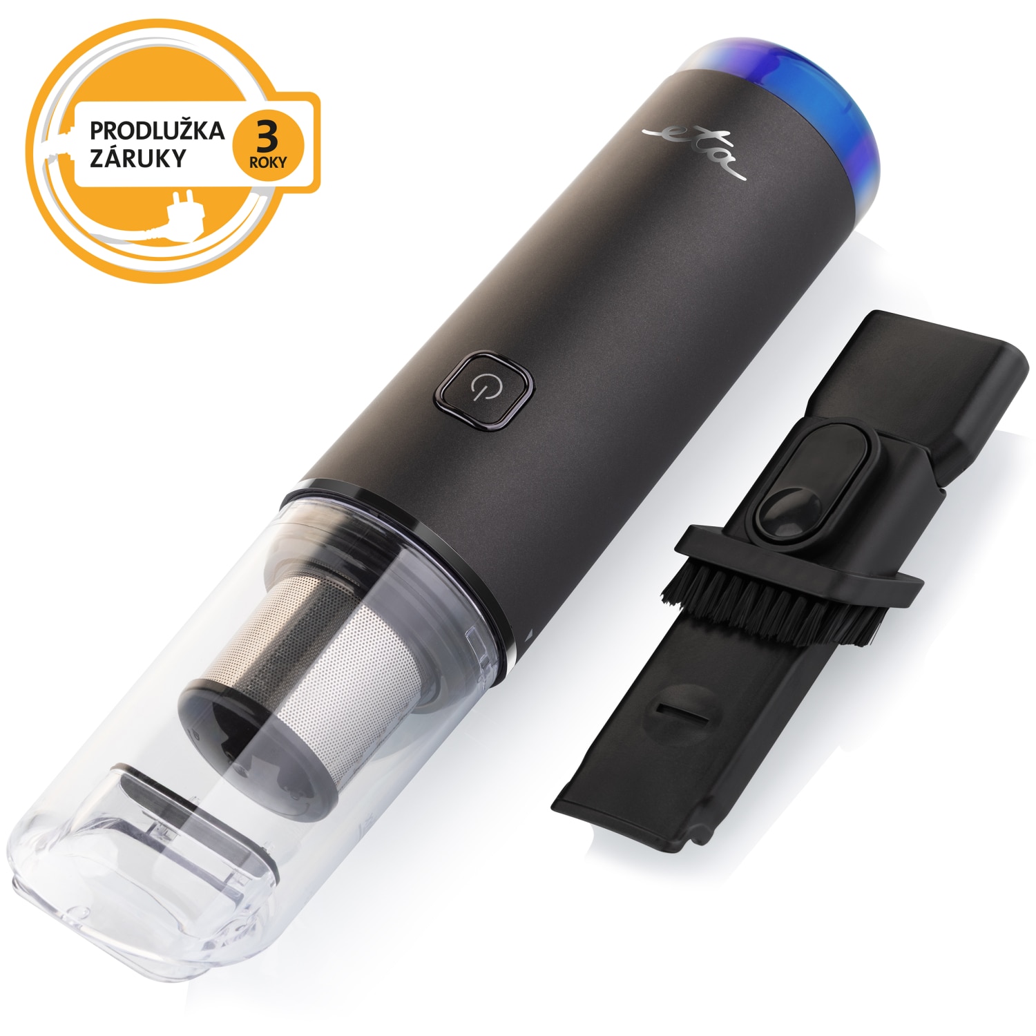 Aspirator fara fir ETA HANDY GO 0253 90000, motor BLDC digital, 65 W, Li-Ion 7, 2 V, 2600 mAh, 85 ml, negru
