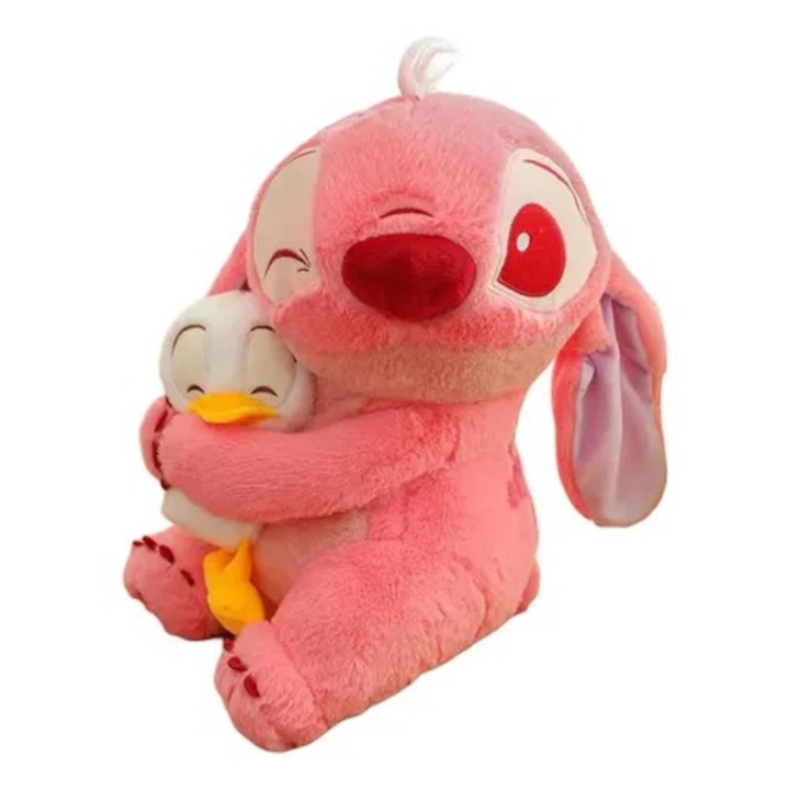 Jucărie de plus, Angel Plus Roz, 30x30cm, cu rață galbenă, antialergică
