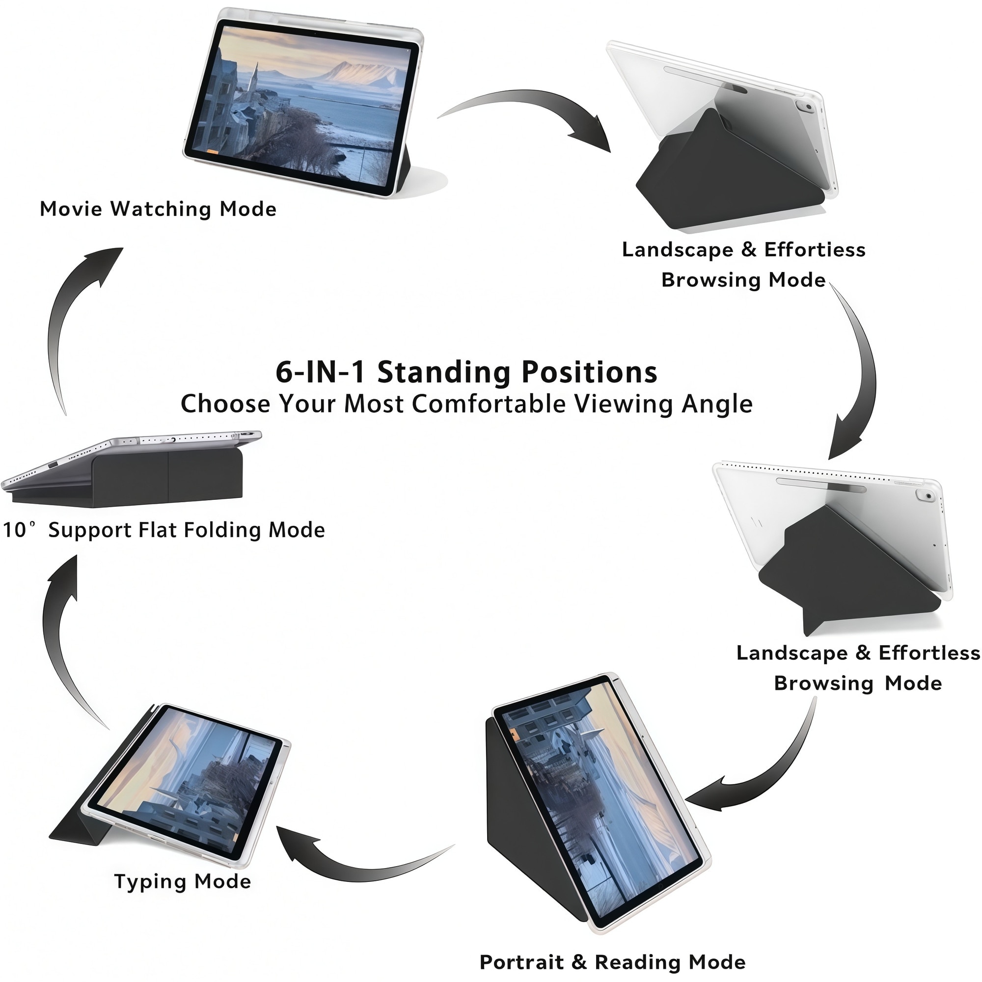 Husa Smart Cover Omelivon pentru Honor Pad X8a, Pliabilă, Spate Transparent, Negru, 11 inch