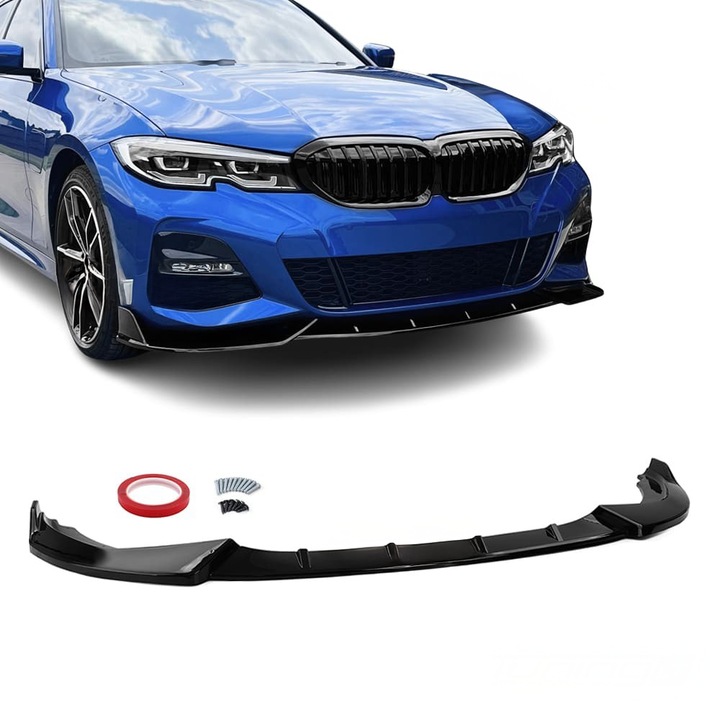 Prelungire Extensie Lip Bara Fata BMW Seria 3 G20 G21 Pre-LCI 2018-2022 Negru Lucios