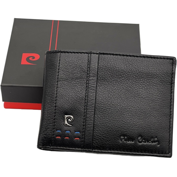 Portofel Barbati Pierre Cardin Negru, Piele Naturala, RFID, 12x9,5x3 cm