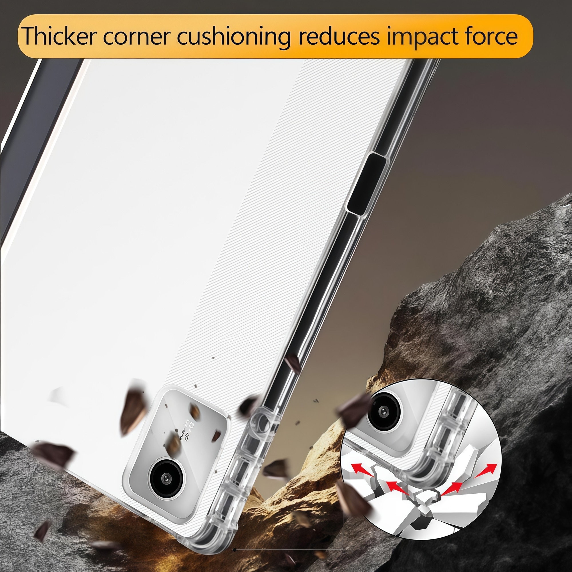 Husa Smart Cover Omelivon pentru Lenovo Tab M11, Stand Pliabil tip Y, Spate Transparent, Negru, 11 inch