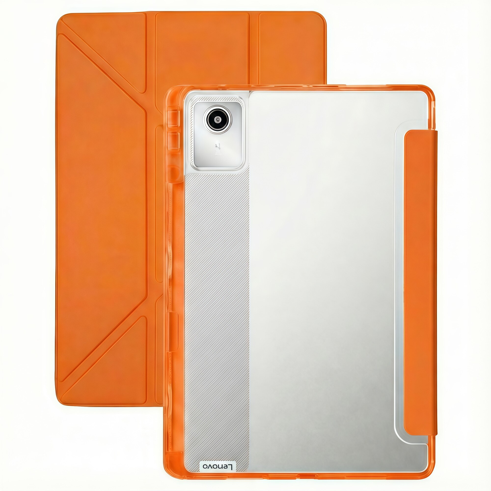 Husa Smart Cover Omelivon pentru Lenovo Tab M11, Stand Pliabil tip Y, Portocalie, 11 inch