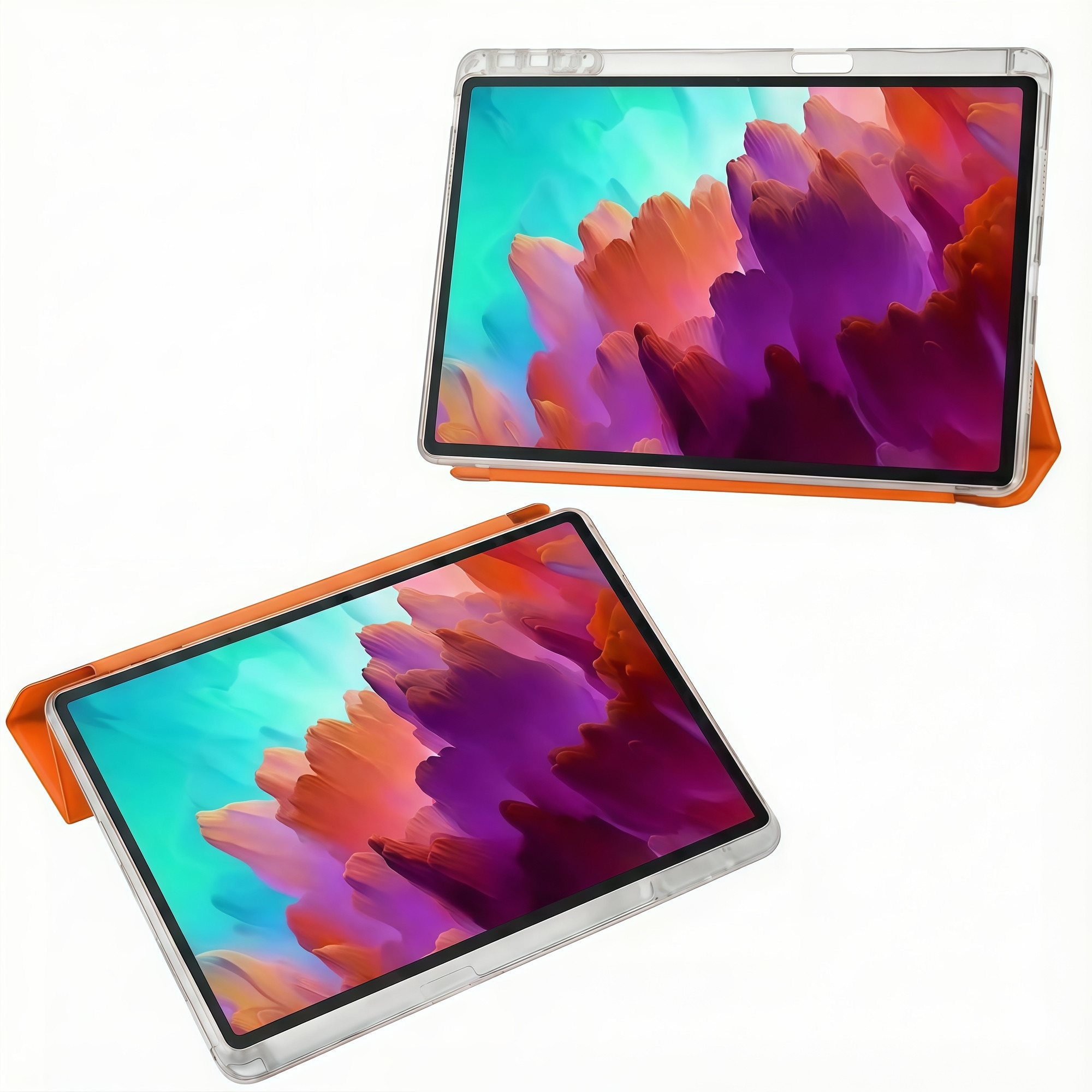 Husa Smart Cover Omelivon pentru Lenovo Tab M11, Stand Pliabil tip Y, Portocalie, 11 inch
