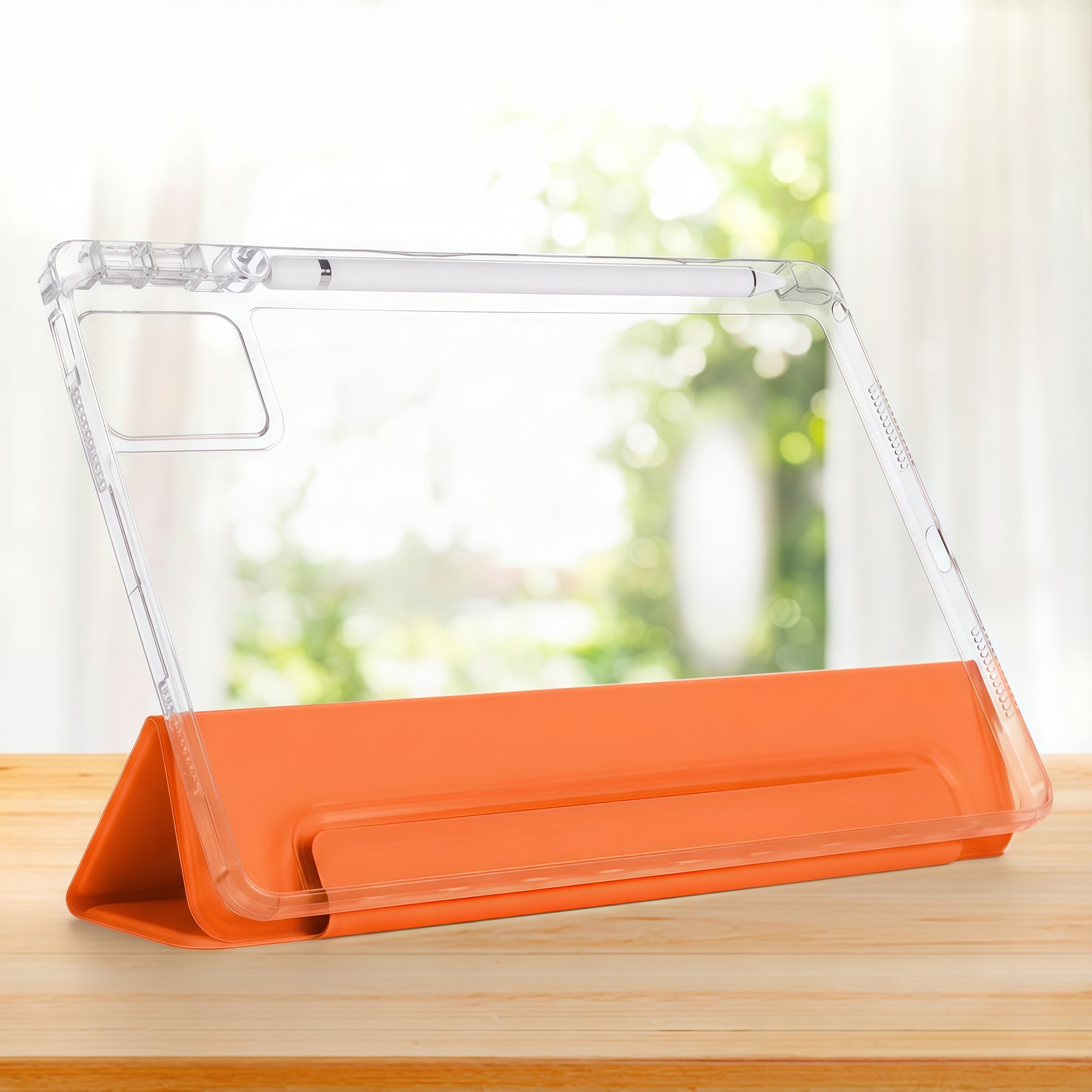 Husa Smart Cover Omelivon pentru Lenovo Tab M11, Stand Pliabil tip Y, Portocalie, 11 inch
