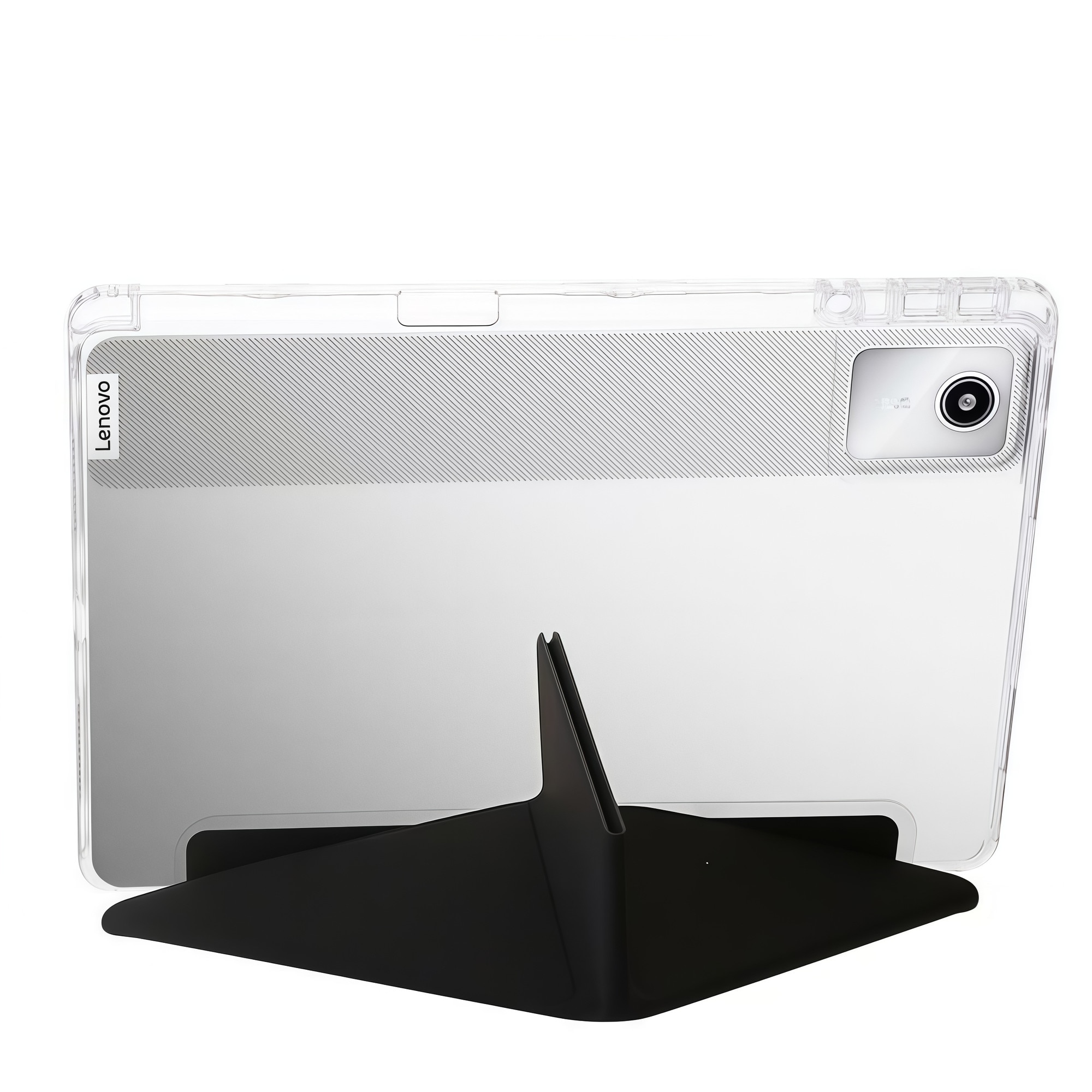 Husa Smart Cover Omelivon pentru Lenovo Tab M11, Stand Pliabil tip Y, Spate Transparent, Negru, 11 inch