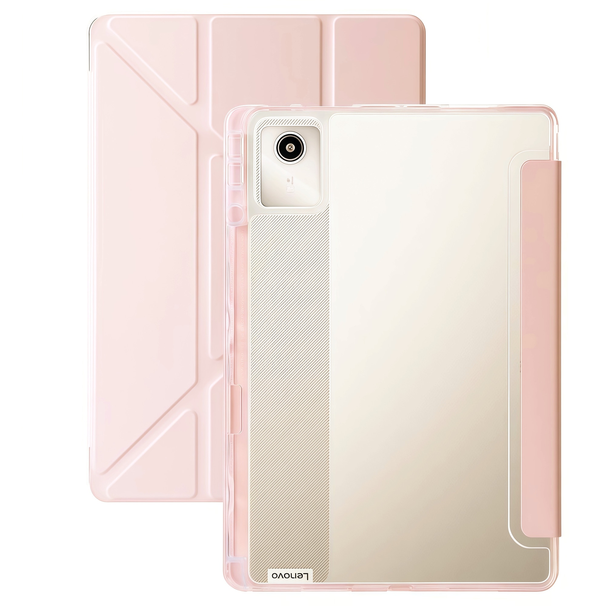Husă Smart Cover Omelivon pentru Lenovo Tab M11, Pliabil tip Y, Transparent, Roz, 11 inch