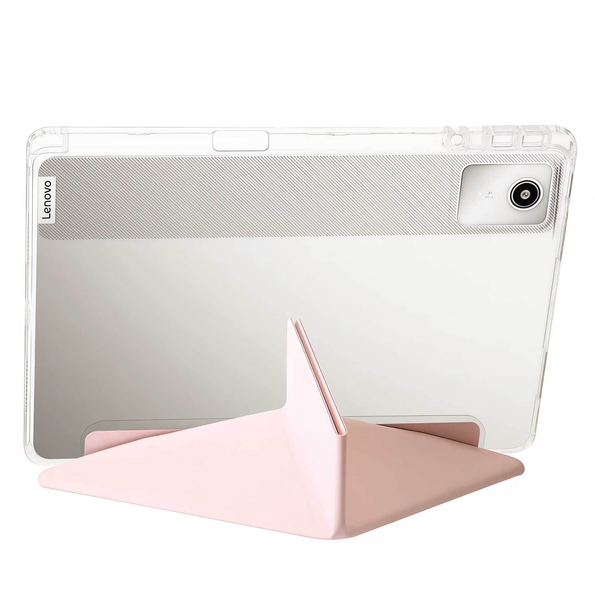 Husă Smart Cover Omelivon pentru Lenovo Tab M11, Pliabil tip Y, Transparent, Roz, 11 inch