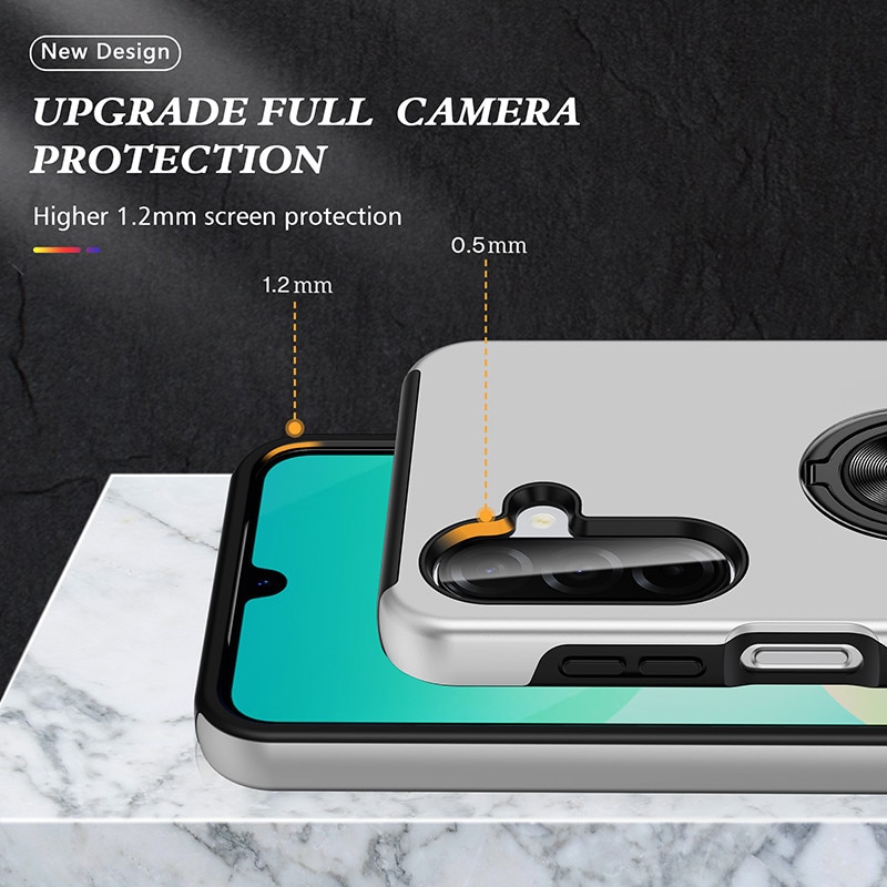 Husa telefon, Subtire, Magnetica, Cu Inel Metalic, compatibila cu Samsung Galaxy A17 / A26, Argintiu